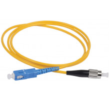 Комм. шнур оптический ITK, Simplex SC/ST (UPC/UPC), OS2 9/125, LSZH, 1м, синий/чёрный хвостовик, цвет: жёлтый