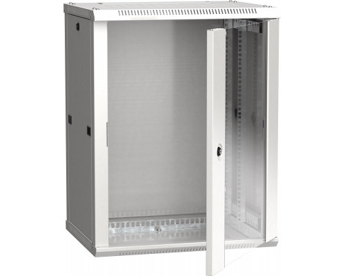 Шкаф навесной ITK LINEA W, 19", 15U, 770х600х450 мм (ВхШхГ), дверь: стекло, разборный, цвет: серый
