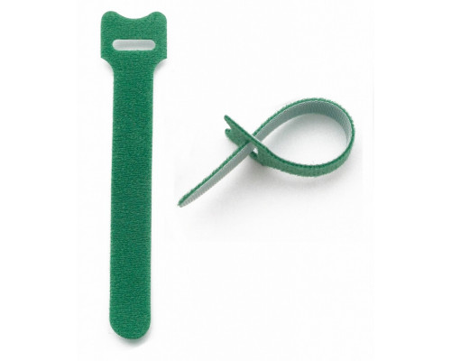 Стяжка кабельная на липучке Hyperline WASN, открывающаяся, 15 мм Ш, 180 мм Д, 10 шт, материал: полиамид тканное плетение, цвет: зелёный