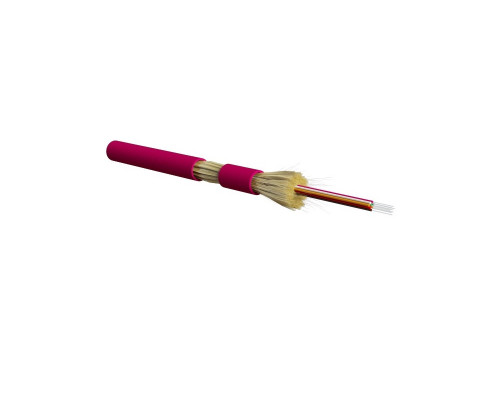 Кабель ВО Hyperline FO-DT-IN Tight Buffer,  4хОВ, OM4 50/125, HFLTx, Ø 4,9мм, внутри зданий, небронированный, цвет: маджента