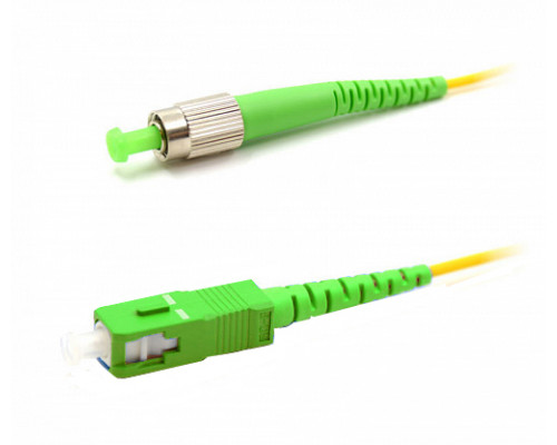 Комм. шнур оптический Hyperline, Simplex FC/SC (APC), OS2 9/125, LSZH, 10м, Ø 2мм, зелёный хвостовик, цвет: жёлтый