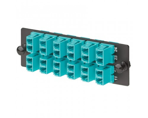 Модульная панель Hyperline, OM3/OM4, 24 х LC, Duplex 120х32, для FO-19BX, цвет: чёрный