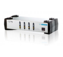 Переключатель KVM Aten, портов: 4 х DVI-I, 55,5х88х270 мм (ВхШхГ), USB, цвет: металл