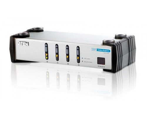 Переключатель KVM Aten, портов: 4 х DVI-I, 55,5х88х270 мм (ВхШхГ), USB, цвет: металл