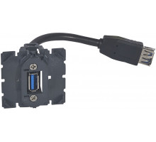 Розетка информационная Legrand Celiane, 1x USB, IP41, 82х93 мм (ВхШ), цвет: чёрный, (LEG.067372)