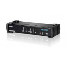 Переключатель KVM Aten, Altusen, портов: 4, 550х870х270 мм (ВхШхГ), USB, поддержка 3D мониторов, цвет: чёрный