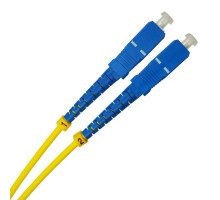Комм. шнур оптический BNH Tight Buffer, Duplex SC/ST (UPC/UPC), OS2 9/125, LSZH, 25м, Ø 3мм, синий хвостовик, цвет: жёлтый