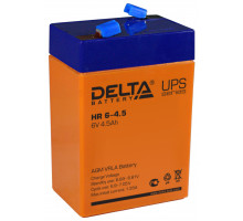 Аккумулятор для ИБП Delta Battery HR, 107х47х70 мм (ВхШхГ),  Необслуживаемый свинцово-кислотный,  6V/4,5 Ач, цвет: оранжевый, (HR 6-4.5)