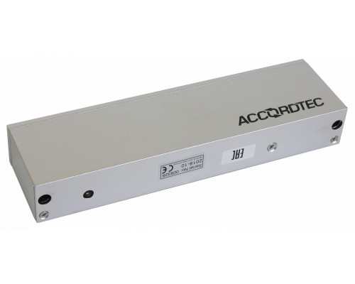 Электромагнитный замок AccordTec, накладной, с планкой, усилие удержания: 500 кг, ML-500A, с индикацией, цвет: серебро, (AT-02375)