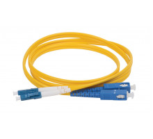 Комм. шнур оптический ITK, Duplex SC/LC (UPC/UPC), OS2 9/125, LSZH, 2м, белый/синий хвостовик, цвет: жёлтый