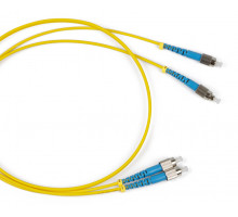 Комм. шнур оптический Hyperline, Duplex FC/FC (UPC), OS2 9/125, LSZH, 10м, Ø 2мм, синий хвостовик, цвет: жёлтый