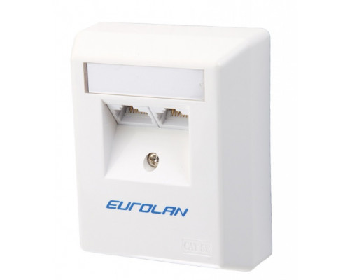 Розетка информационная Eurolan, 2x RJ45, кат. 6, неэкр., вертикальная, 80х64 мм (ВхШ), цвет: белый, (12D-U6-02WT)