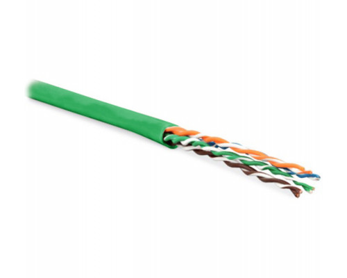 Кабель витая пара Hyperline UUTP4-C5E-P24-IN-PVC, PVC, U/UTP, кат. 5е, проводник Ø 0,61мм, 100м, тип прокладки: внутри зданий, цвет: зелёный