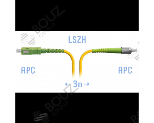 Патчкорд оптический BOUZ, SC/APC, SM, Simplex, 7 метров, LSZH 3мм