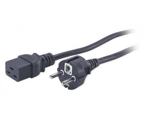 Шнур для блока питания Hyperline, IEC 60320 С19, вилка Schuko, 1.8 м, 16А, цвет: чёрный