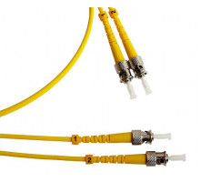 Комм. шнур оптический Hyperline, Duplex ST/ST (UPC), OS2 9/125, LSZH, 10м, Ø 2мм, синий хвостовик, цвет: жёлтый