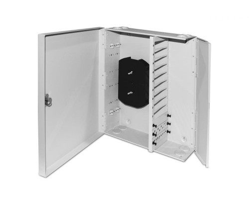 Бокс оптический Hyperline FO-WBX (NxSLT), портов: 96, SC, duplex LC, ST, FC, до 96 хОВ, 350х435х135 мм (ВхШхГ), (FO-WBX-12xSLT-W140H42-96UN-GY)