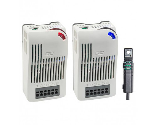 Гигростат STEGO DCT 010, 93х53х44 мм (ВхШхГ), на DIN-рейку, для вентиляторов, 48V, серый, с модулем переключения, 65 % фиксированная, DC 13 A
