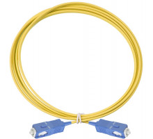 Комм. шнур оптический Eurolan Tight Buffer, Simplex SC/SC, OS2 9/125, LSZH (нг(A)-HF), 1м, синий хвостовик, цвет: жёлтый