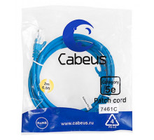 Патч-корд Cabeus PC-UTP-RJ45-Cat.5e-2m-BL Кат.5е 2 м синий