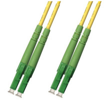 Комм. шнур оптический Hyperline, Duplex LC/LC (APC), OS2 9/125, LSZH, 10м, Ø 2мм, зелёный хвостовик, цвет: жёлтый