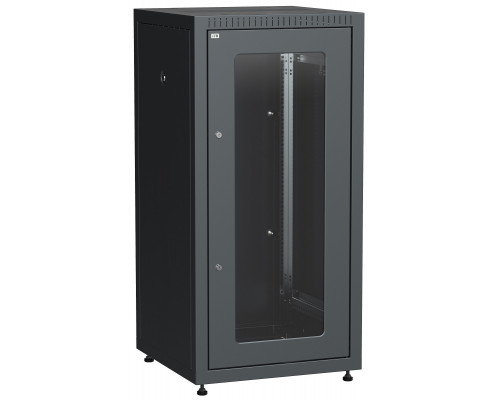 Шкаф телекоммуникационный напольный ITK LINEA E, IP20, 18U, 932х600х600 мм (ВхШхГ), дверь: стекло, боковая панель: сплошная съемная, разборный, цвет: