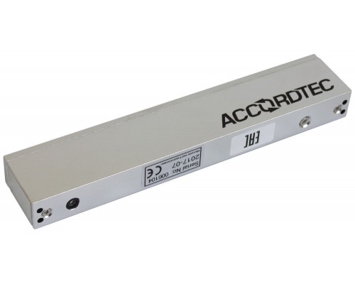 Электромагнитный замок AccordTec, накладной, с планкой, усилие удержания: 180 кг, ML-180AS, с  датчиком холла, цвет: серебро, (AT-02417)