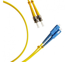 Комм. шнур оптический Hyperline, Duplex ST/SC (UPC), OS2 9/125, LSZH, 20м, Ø 2мм, синий хвостовик, цвет: жёлтый