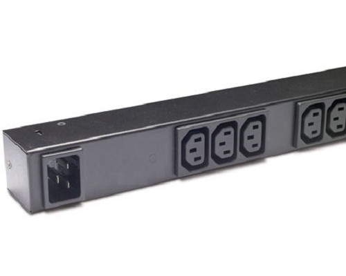 Блок силовых розеток Eurolan, IEC 320 C13 х 8, вход IEC 320 C14, 44х440х50 мм (ВхШхГ), 16А, выключатель, чёрный, кронштейн в комплекте