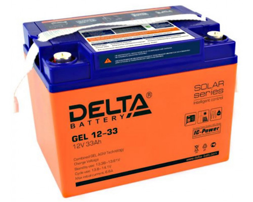 Аккумулятор для ИБП Delta Battery GEL, 168х132х194 мм (ВхШхГ),  необслуживаемый электролитный,  12V/33 Ач, цвет: жёлтый, (GEL 12-33)
