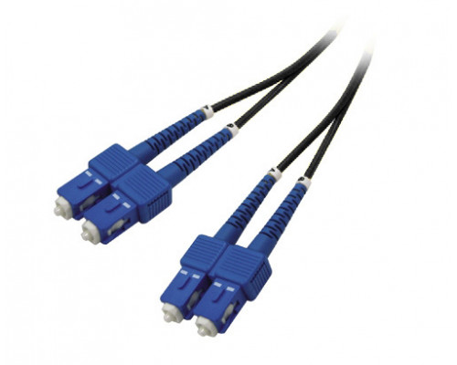 Комм. шнур оптический Hyperline, Duplex SC/SC (UPC), OS2 9/125, LSZH, 15м, Ø 2мм, синий хвостовик, цвет: чёрный