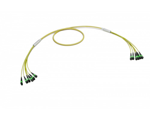 Комм. шнур оптический Eurolan, MTP/MTP, OS2 9/125, LSZH (нг(A)-HF), 100м, Ø 8,4мм, зелёный хвостовик, цвет: жёлтый