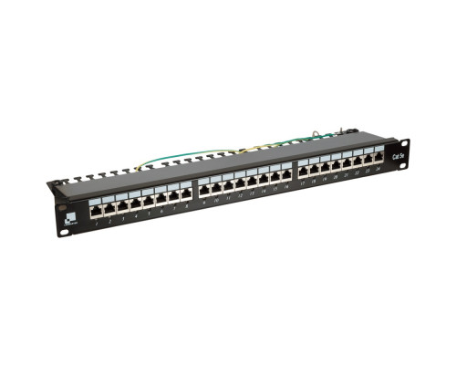 Комм. патч-панель Lanmaster, 19", 1HU, портов: 24, кат. 5е, неэкр., цвет: чёрный, с индикацией, (LAN-PPi24S5E)