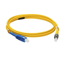 Комм. шнур оптический Lanmaster, Simplex ST/SC (APC), OS2 9/125, LSZH, 5м, синий хвостовик, цвет: жёлтый