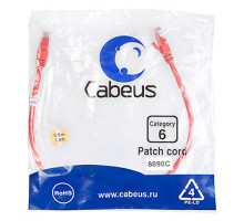 Патч-корд Cabeus PC-UTP-RJ45-Cat.6-0.5m-RD Кат.6 0.5 м красный