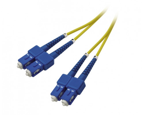 Комм. шнур оптический Hyperline, Duplex SC/SC (UPC), OS2 9/125, LSZH, 5м, Ø 2мм, синий хвостовик, цвет: жёлтый