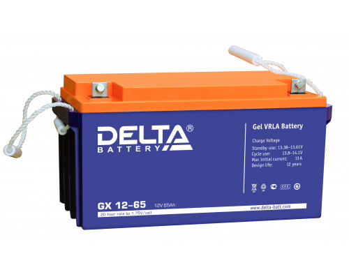 Аккумулятор для ИБП Delta Battery GX, 183х167х350 мм (ВхШхГ),  необслуживаемый электролитный,  12V/65 Ач, цвет: синий, (GX 12-65)