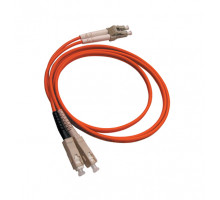 Комм. шнур оптический Hyperline, Duplex LC/SC, OM2 50/125, LSZH, 10м, Ø 2мм, серый хвостовик, цвет: оранжевый