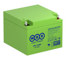 Аккумулятор для ИБП WBR GPL, 125х175х166 мм (ВхШхГ),  необслуживаемый свинцово-кислотный,  12V/26 Ач, (GPL12260 WBR)