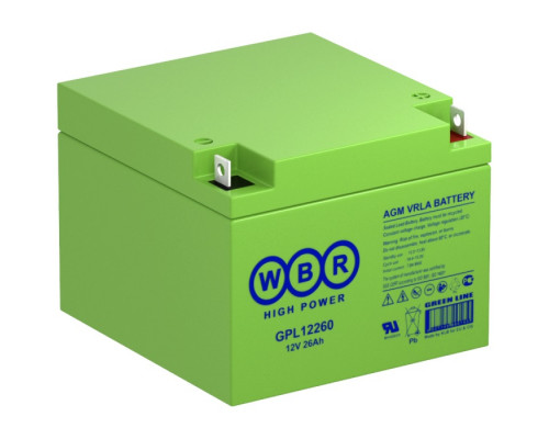 Аккумулятор для ИБП WBR GPL, 125х175х166 мм (ВхШхГ),  необслуживаемый свинцово-кислотный,  12V/26 Ач, (GPL12260 WBR)