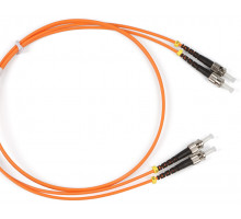 Комм. шнур оптический Hyperline, Duplex ST/ST, OM2 50/125, LSZH, 2м, Ø 2мм, серый хвостовик, цвет: оранжевый