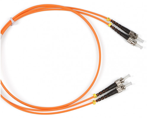 Комм. шнур оптический Hyperline, Duplex ST/ST, OM2 50/125, LSZH, 2м, Ø 2мм, серый хвостовик, цвет: оранжевый