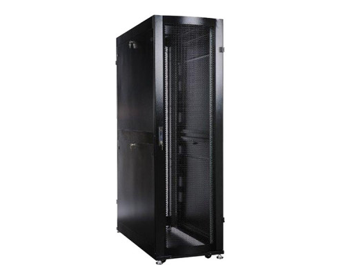 Шкаф серверный напольный Systeme Electric Optimum, 48U, 2255х600х1200 мм (ВхШхГ), дверь: перфорация, боковая панель: сплошная съемная, цвет: чёрный