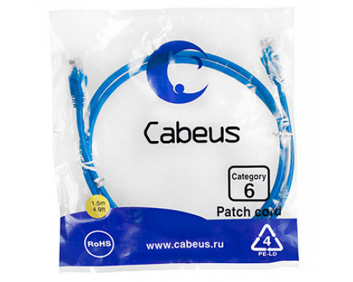 Патч-корд Cabeus PC-UTP-RJ45-Cat.6-1.5m-BL Кат.6 1.5 м синий
