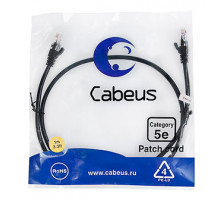 Патч-корд Cabeus PC-UTP-RJ45-Cat.5e-1m-BK Кат.5е 1 м черный