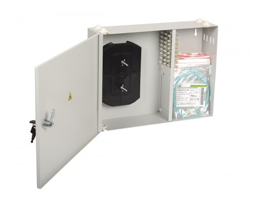 Кросс-панель ITK портов: 24 SC (Duplex) OM4, установлено адаптеров: 12невыдвижная, настенная, цвет: серый