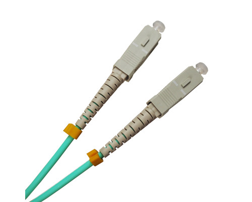 Комм. шнур оптический BNH Tight Buffer, Duplex SC/SC (UPC/UPC), OM3 50/125, LSZH, 10м, Ø 3мм, серый хвостовик, цвет: синий