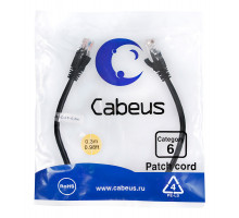 Патч-корд Cabeus PC-UTP-RJ45-Cat.6-0.3m-BK Кат.6 0.3 м черный