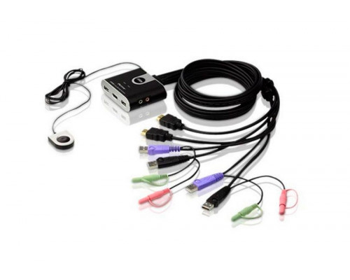 Переключатель KVM Aten, Petite, портов: 2, 27х82х67 мм (ВхШхГ), USB, цвет: чёрный