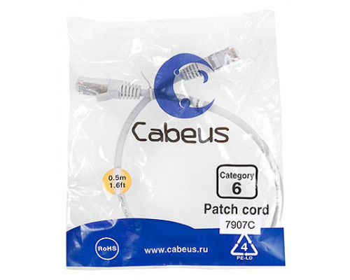 Патч-корд Cabeus PC-FTP-RJ45-Cat.6-0.5m-LSZH Кат.6 0.5 м серый